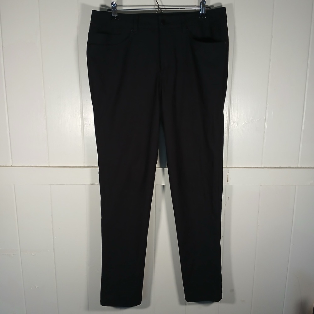 Lululemon Commission Slim-Fit Pants Men 33 x 32 Black Technical Chino Trousers